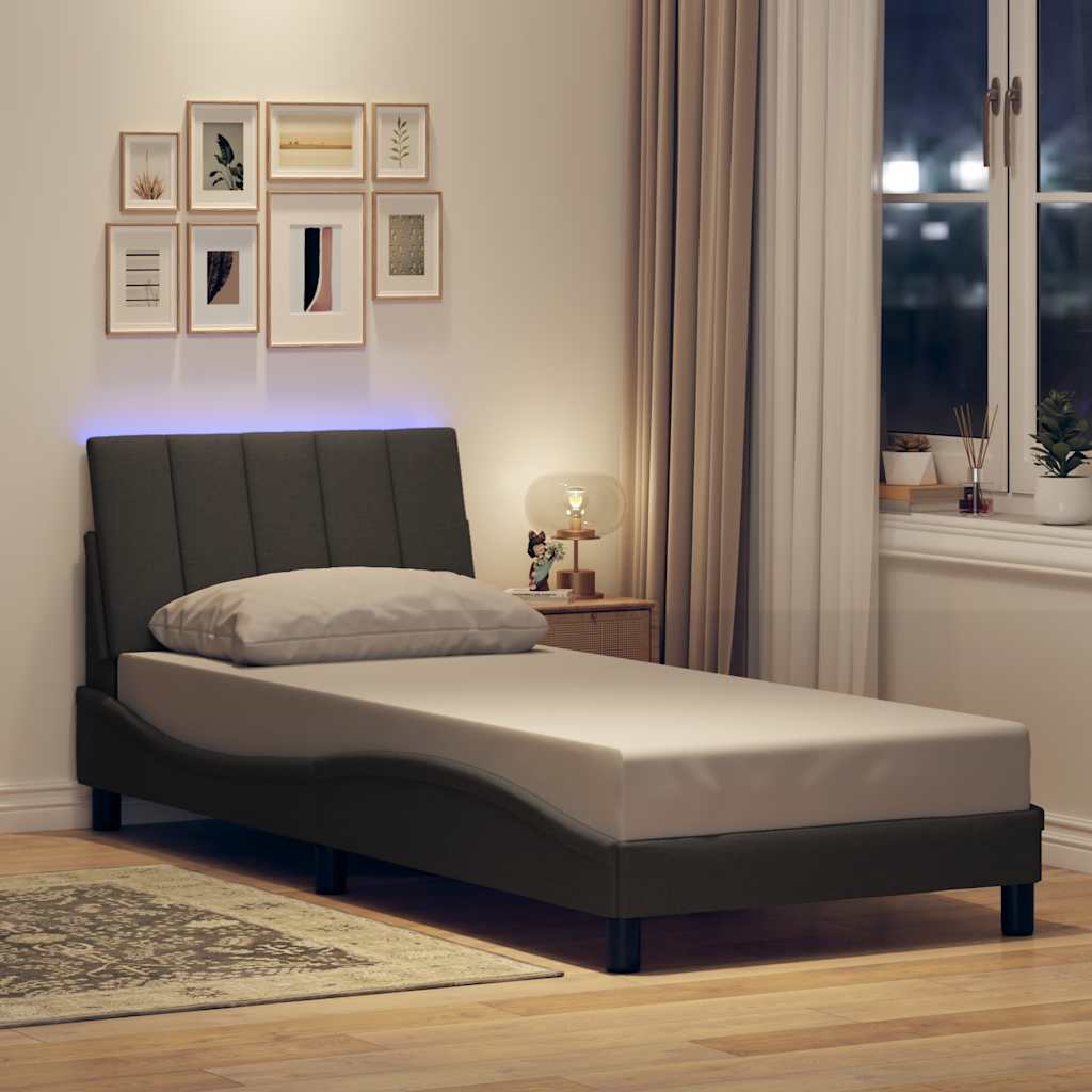 vidaXL Bettgestell ohne Matratze "Hanko" Dunkelgrau 90x200 cm Stoff