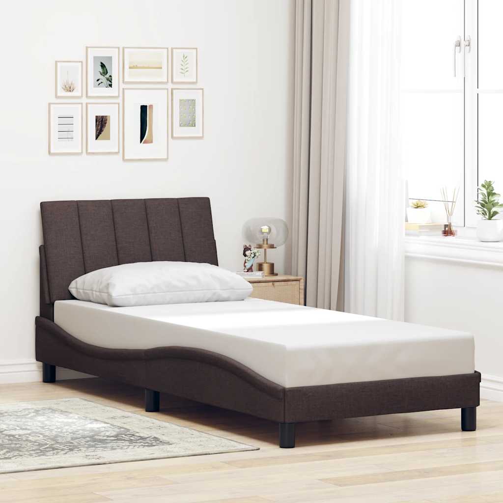 vidaXL Bettgestell ohne Matratze "Hanko" Dunkelbraun 90x200 cm Stoff