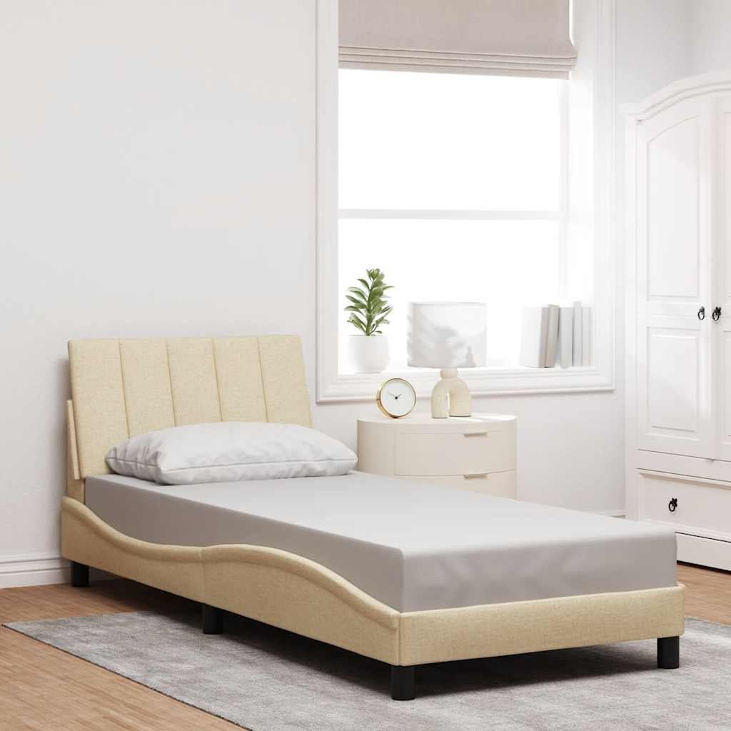 vidaXL Bettgestell ohne Matratze "Hanko" Creme 90x200 cm Stoff