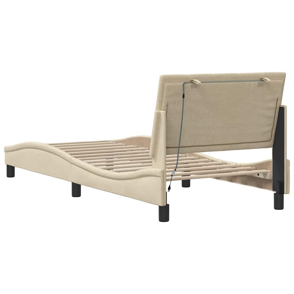 Bettgestell ohne Matratze "Hanko" Creme 90x200 cm Stoff