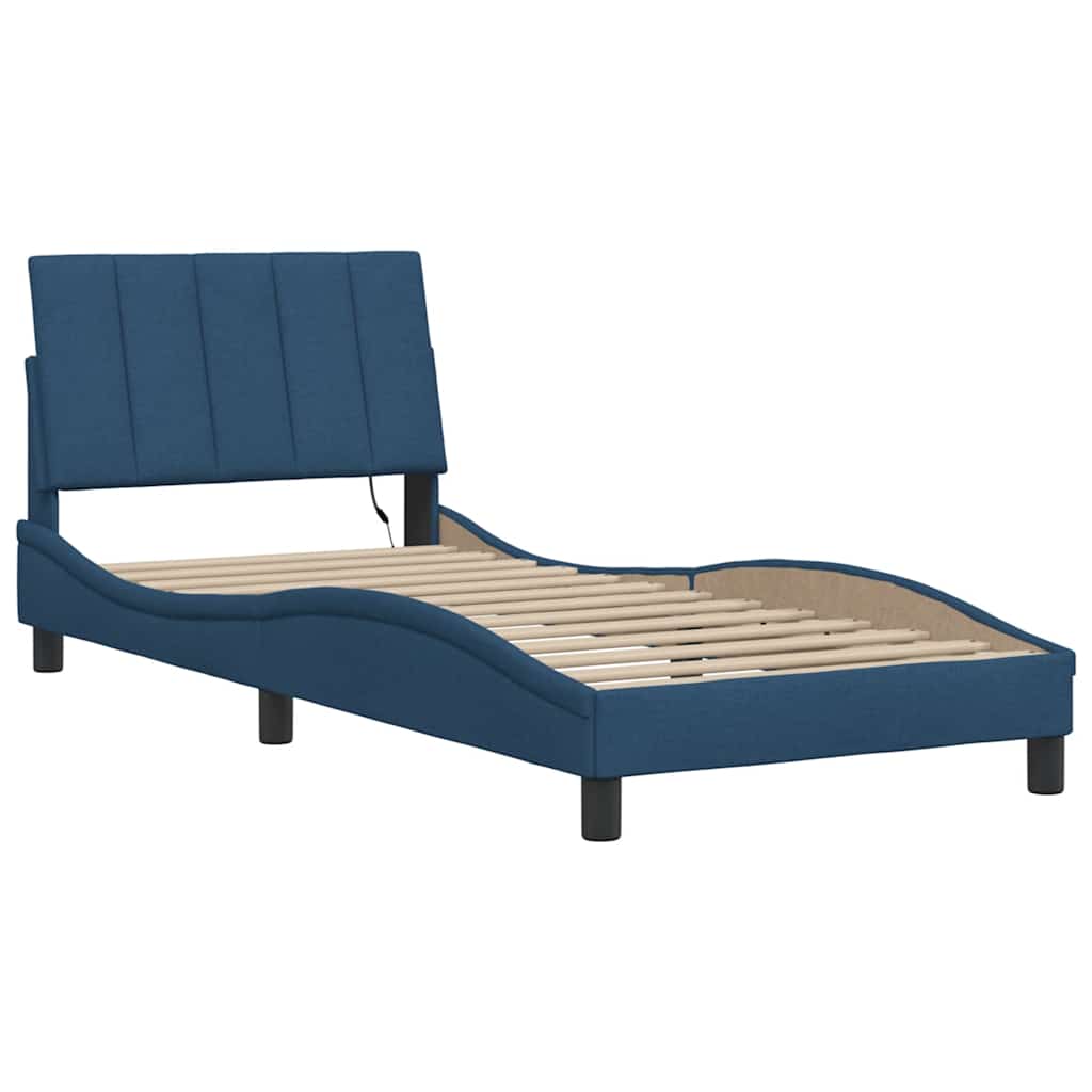 vidaXL Bettgestell ohne Matratze "Hanko" Blau 90x200 cm Stoff