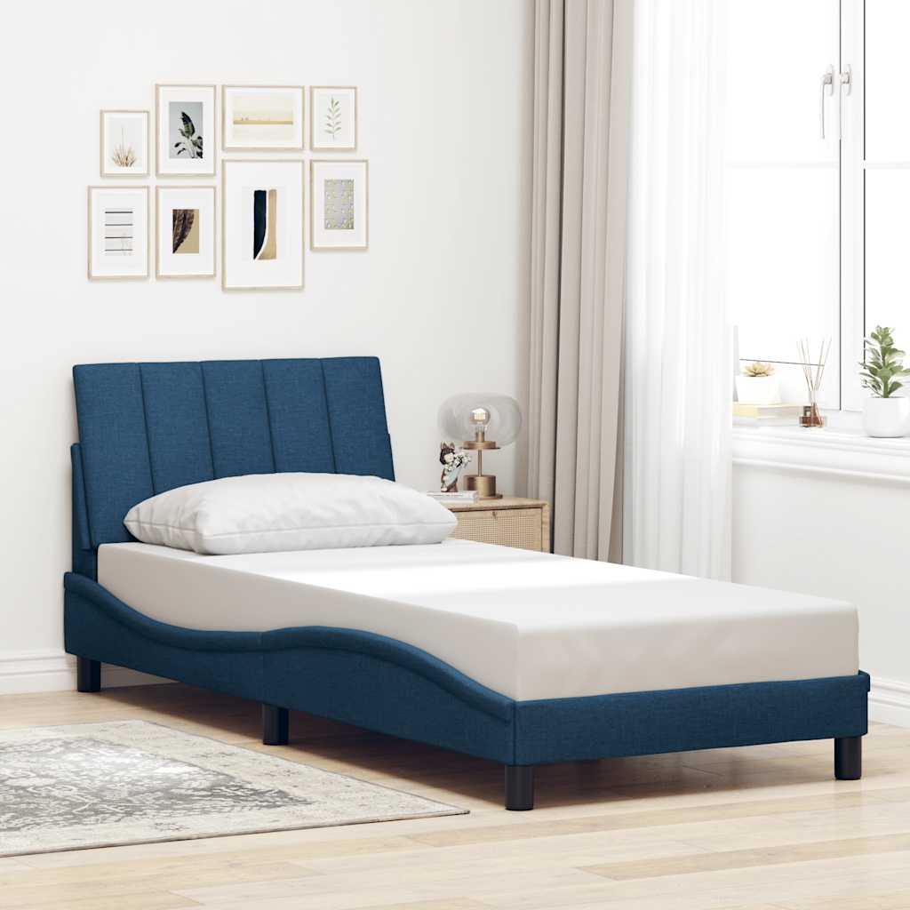 vidaXL Bettgestell ohne Matratze "Hanko" Blau 90x200 cm Stoff