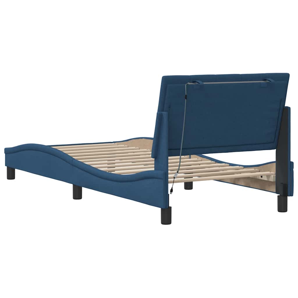 vidaXL Bettgestell ohne Matratze "Hanko" Blau 90x200 cm Stoff