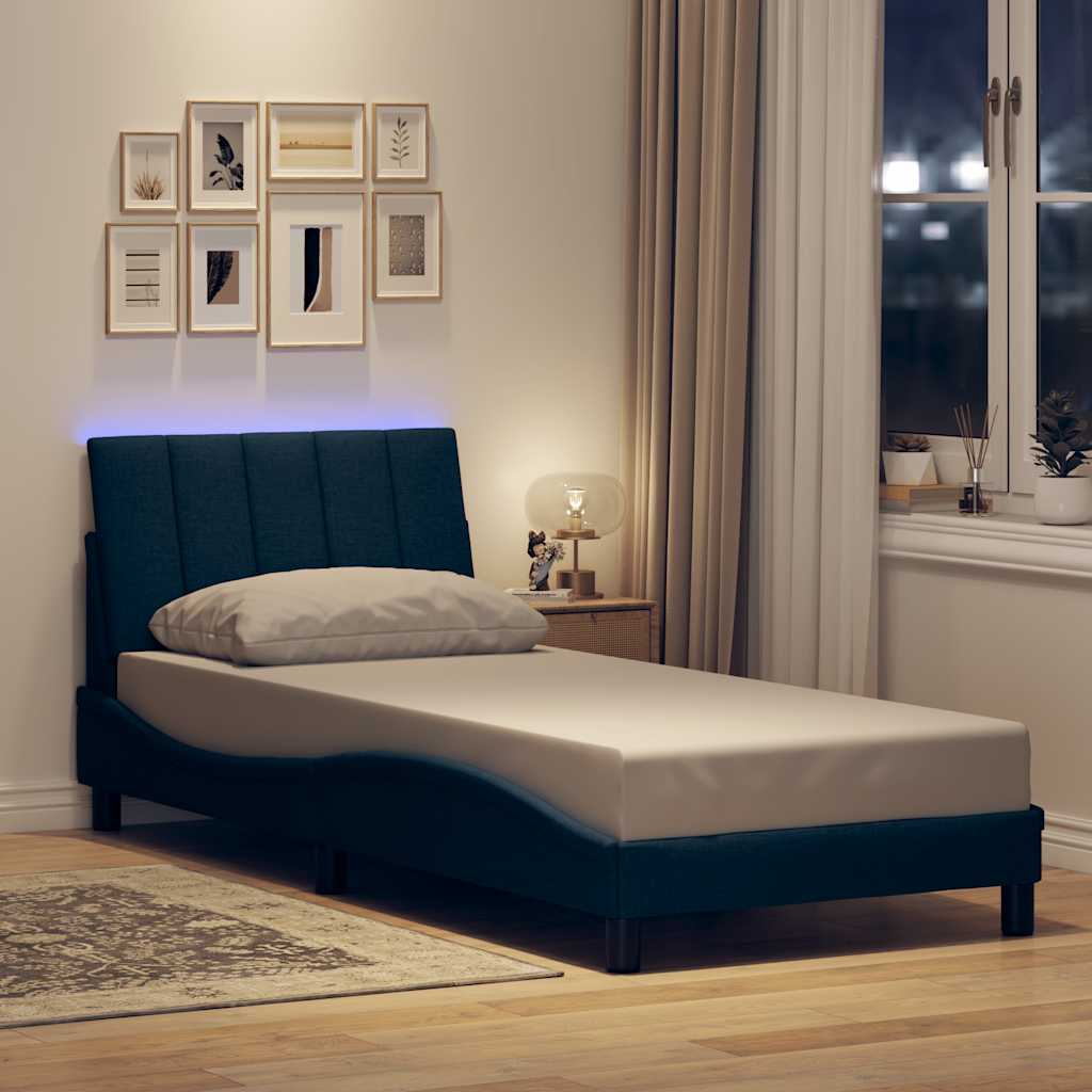 vidaXL Bettgestell ohne Matratze "Hanko" Blau 90x200 cm Stoff