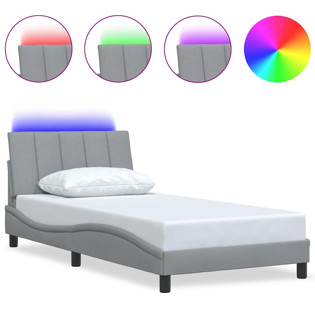 Bettgestell ohne Matratze "Hanko" Hellgrau 100x200 cm Stoff