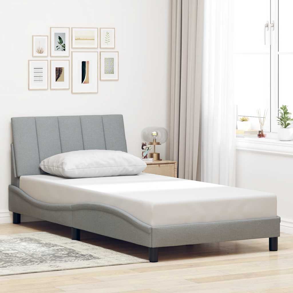 vidaXL Bettgestell ohne Matratze "Hanko" Hellgrau 100x200 cm Stoff