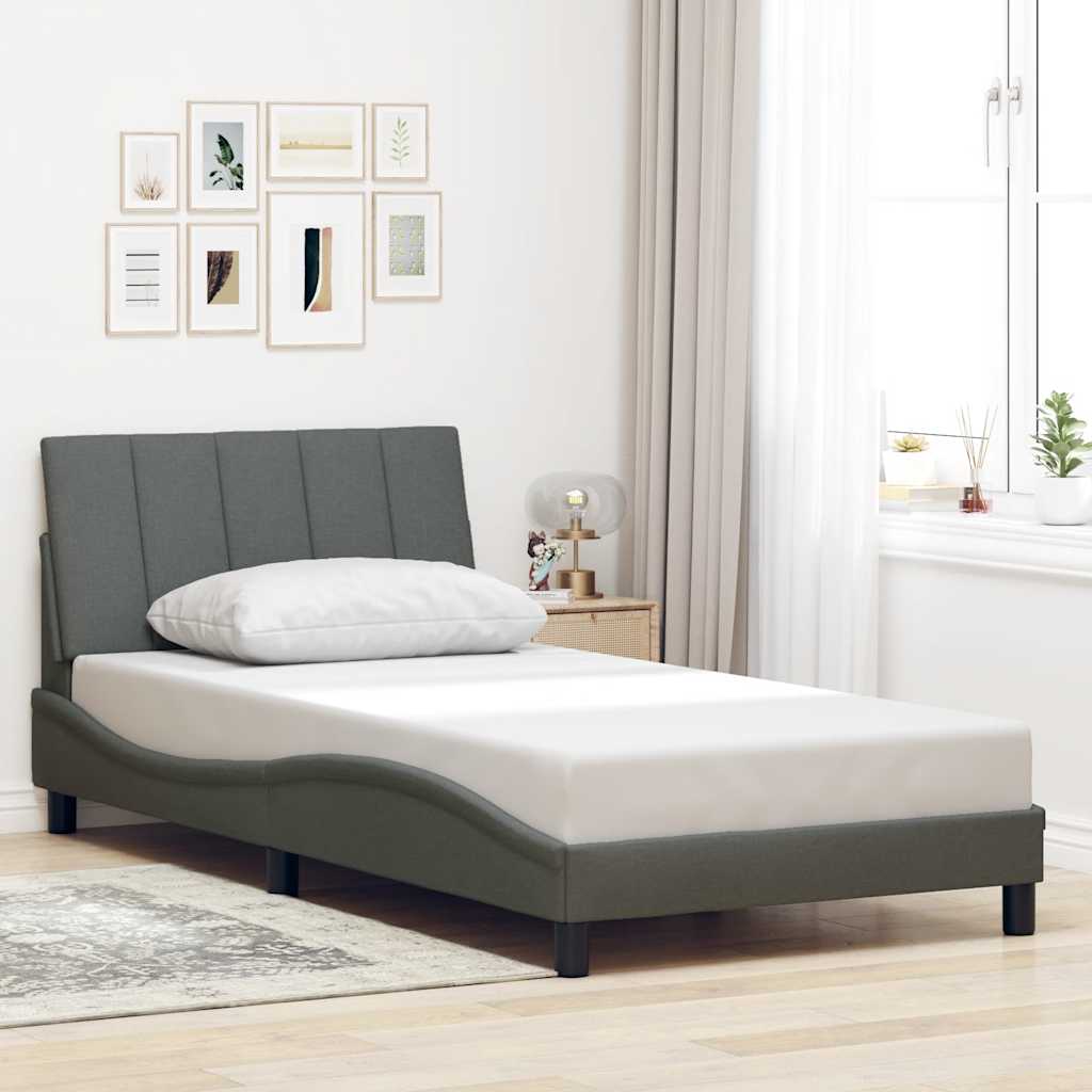 vidaXL Bettgestell ohne Matratze "Hanko" Dunkelgrau 100x200 cm Stoff