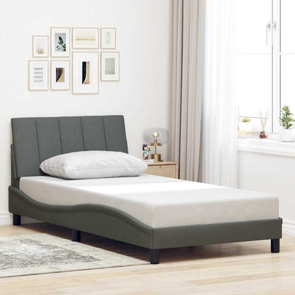 vidaXL Bettgestell ohne Matratze "Hanko" Dunkelgrau 100x200 cm Stoff