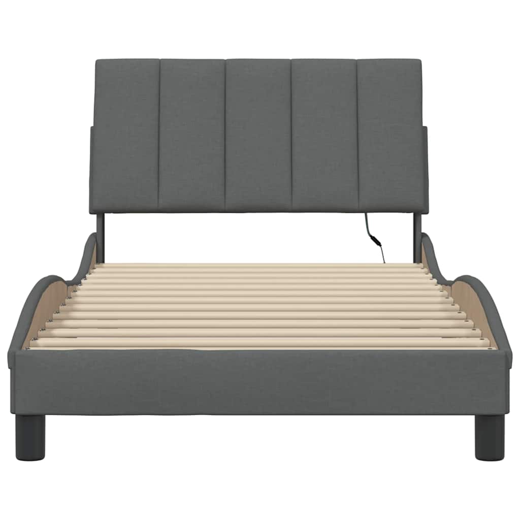 vidaXL Bettgestell ohne Matratze "Hanko" Dunkelgrau 100x200 cm Stoff