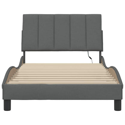vidaXL Bettgestell ohne Matratze "Hanko" Dunkelgrau 100x200 cm Stoff