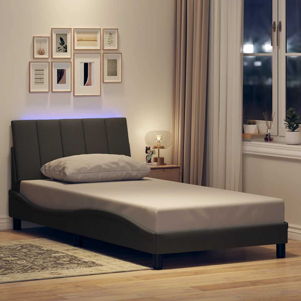 vidaXL Bettgestell ohne Matratze "Hanko" Dunkelgrau 100x200 cm Stoff
