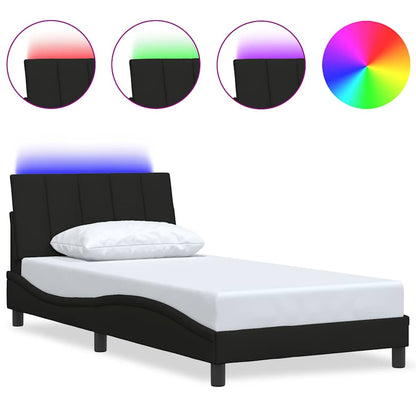 vidaXL Cadre de lit sans matelas "Hanko" Noir 100x200 cm Tissu