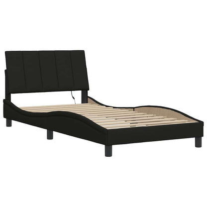 vidaXL Cadre de lit sans matelas "Hanko" Noir 100x200 cm Tissu