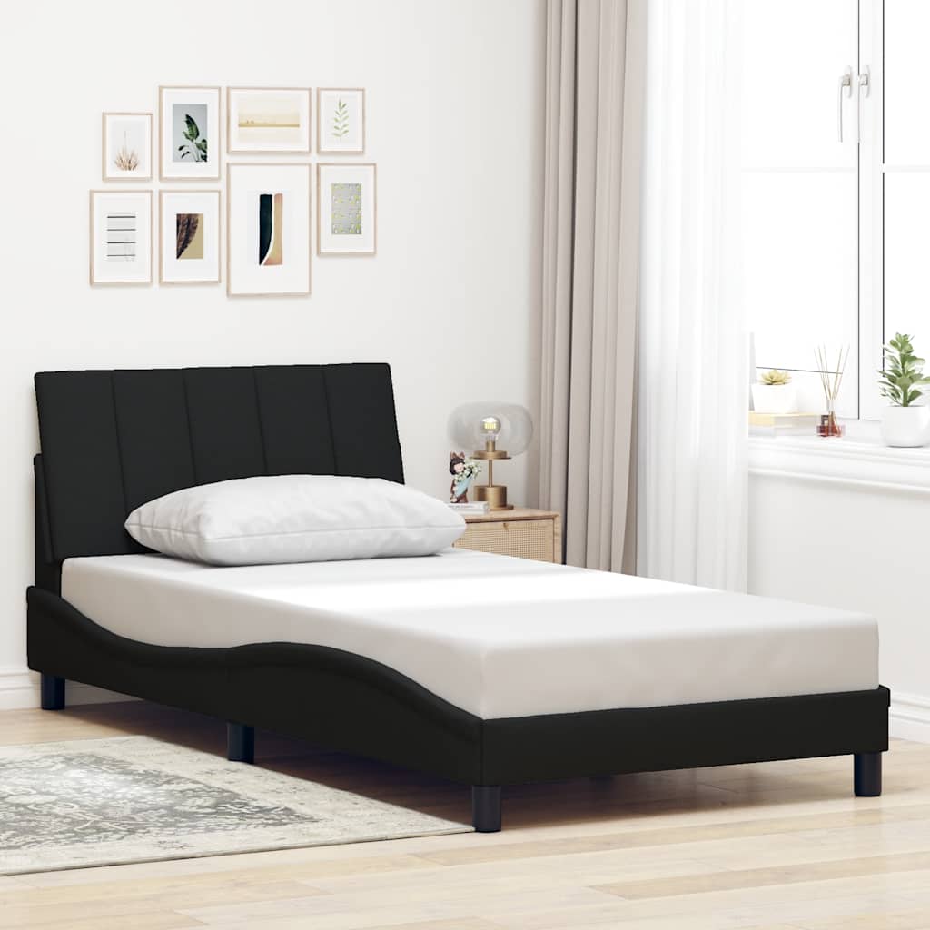 vidaXL Cadre de lit sans matelas "Hanko" Noir 100x200 cm Tissu