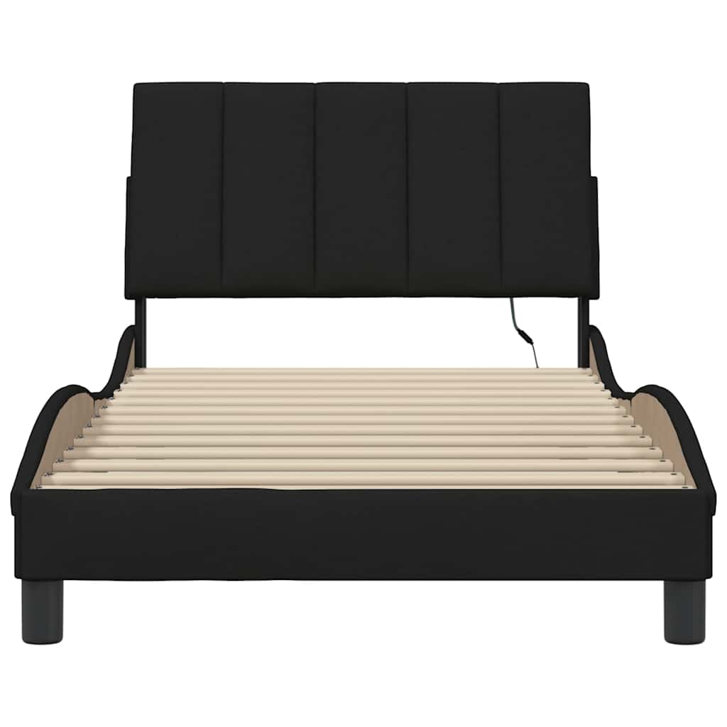 vidaXL Cadre de lit sans matelas "Hanko" Noir 100x200 cm Tissu