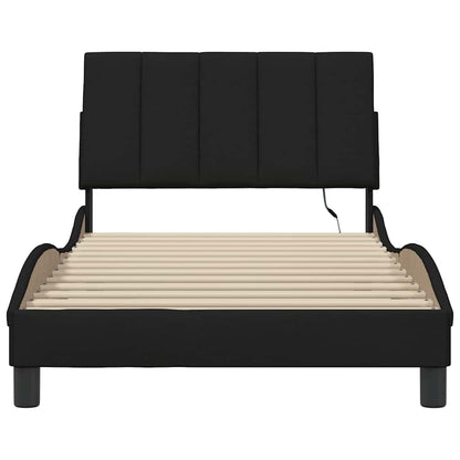 vidaXL Cadre de lit sans matelas "Hanko" Noir 100x200 cm Tissu