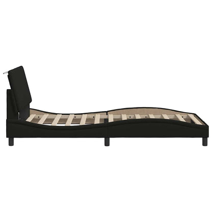 vidaXL Cadre de lit sans matelas "Hanko" Noir 100x200 cm Tissu