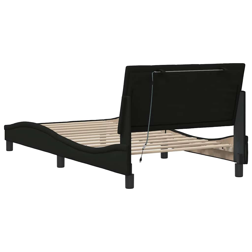vidaXL Cadre de lit sans matelas "Hanko" Noir 100x200 cm Tissu