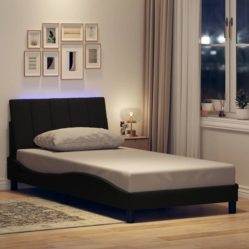 vidaXL Cadre de lit sans matelas "Hanko" Noir 100x200 cm Tissu