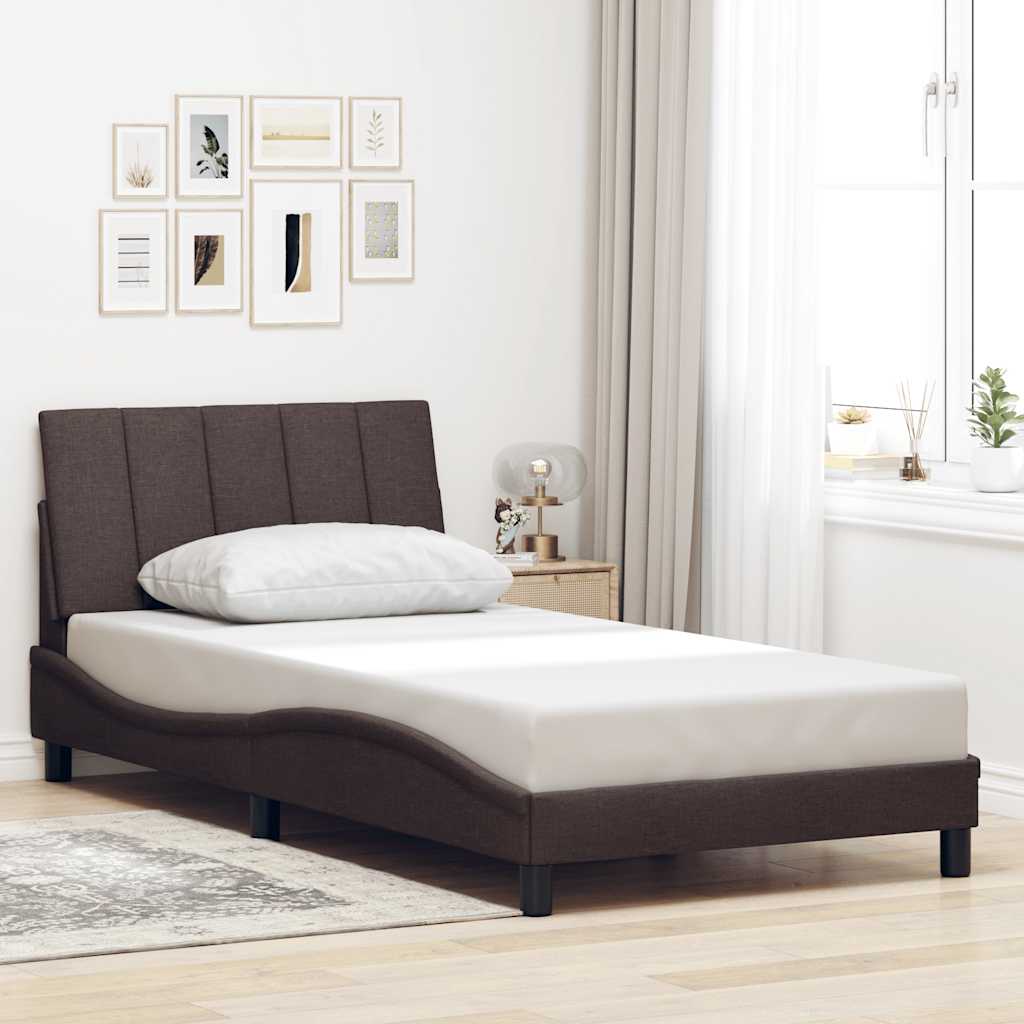 vidaXL Bettgestell ohne Matratze "Hanko" Dunkelbraun 100x200 cm Stoff