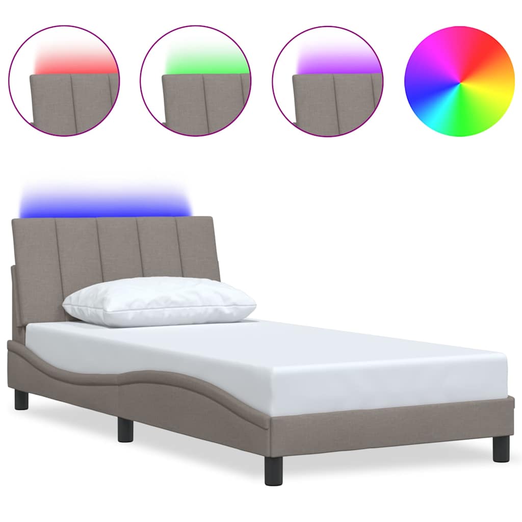vidaXL Cadre de lit sans matelas « Hanko » Taupe 100x200 cm Tissu