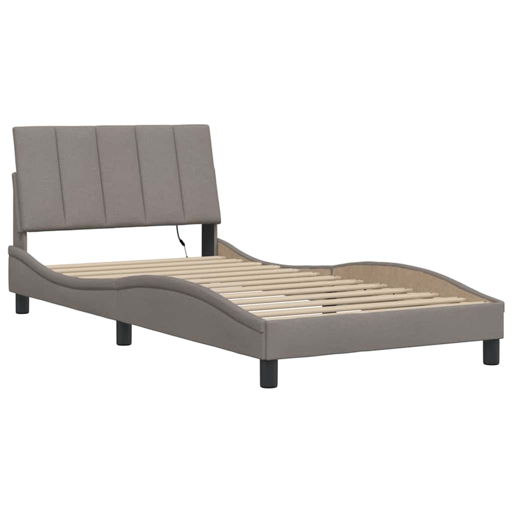 vidaXL Cadre de lit sans matelas « Hanko » Taupe 100x200 cm Tissu