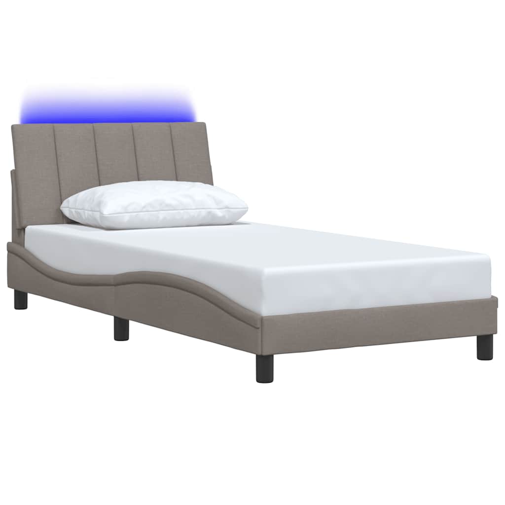vidaXL Cadre de lit sans matelas « Hanko » Taupe 100x200 cm Tissu