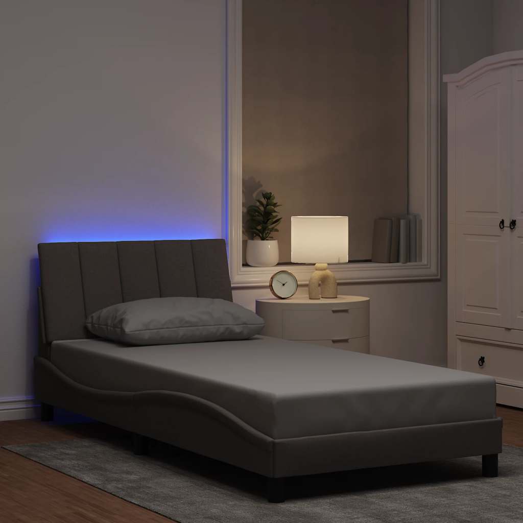vidaXL Cadre de lit sans matelas « Hanko » Taupe 100x200 cm Tissu