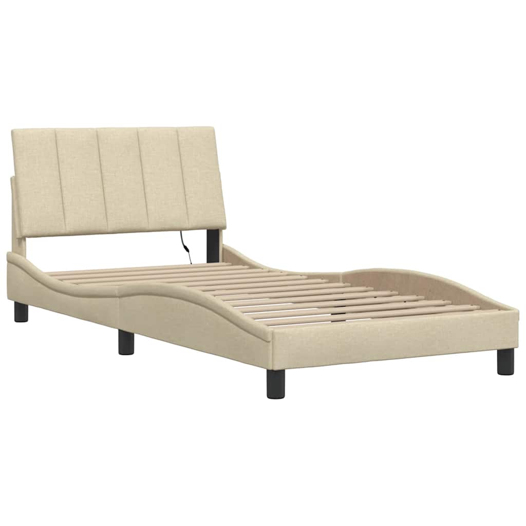 vidaXL Bettgestell ohne Matratze "Hanko" Creme 100x200 cm Stoff