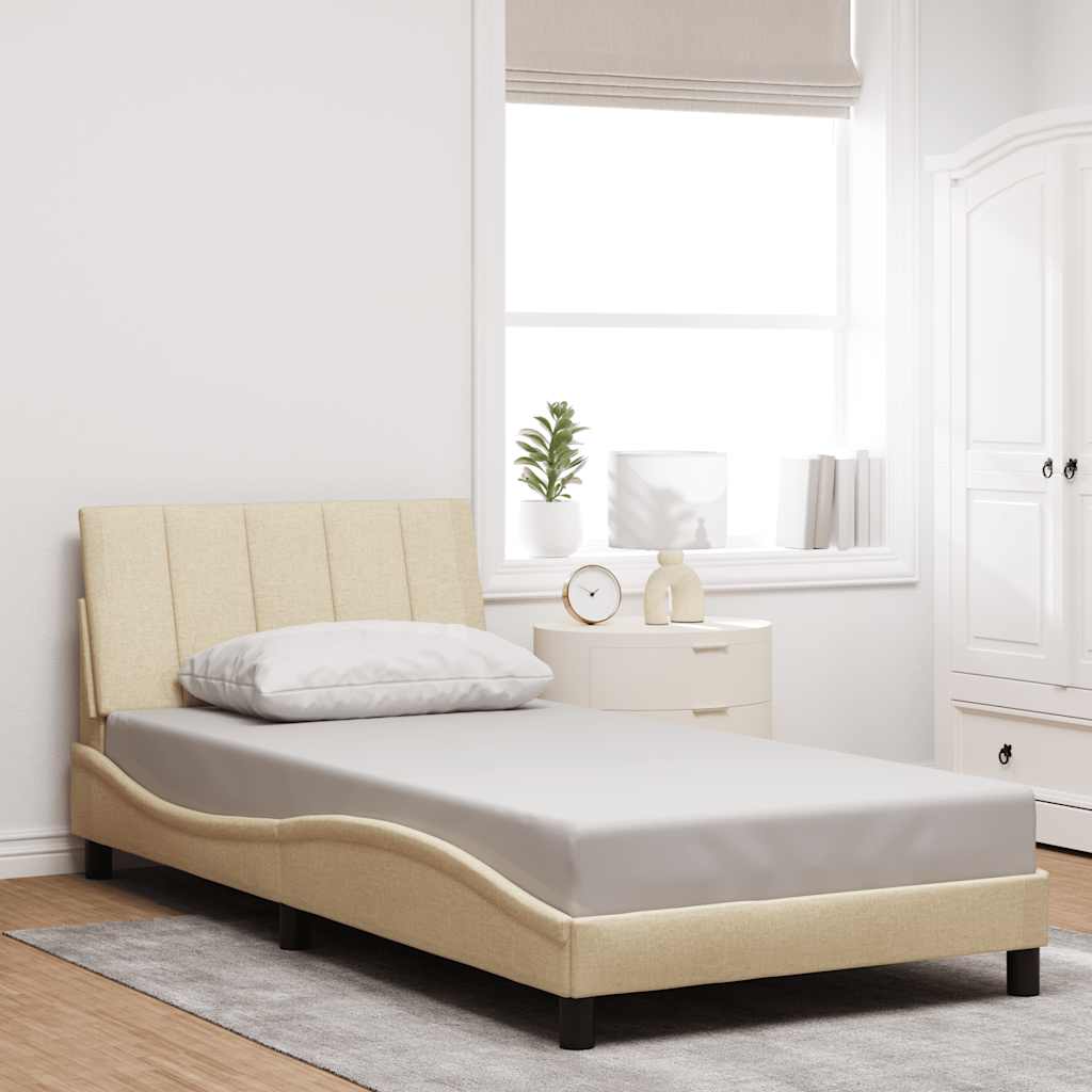 vidaXL Bettgestell ohne Matratze "Hanko" Creme 100x200 cm Stoff