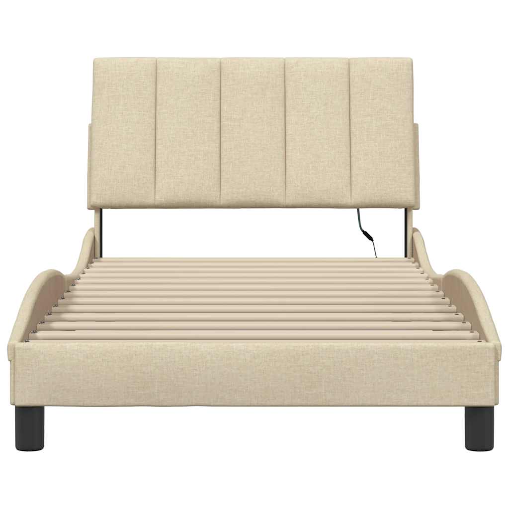 vidaXL Bettgestell ohne Matratze "Hanko" Creme 100x200 cm Stoff