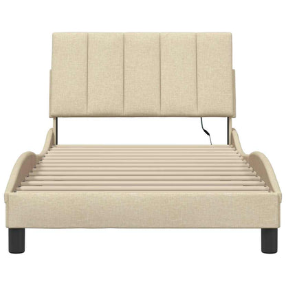 vidaXL Bettgestell ohne Matratze "Hanko" Creme 100x200 cm Stoff