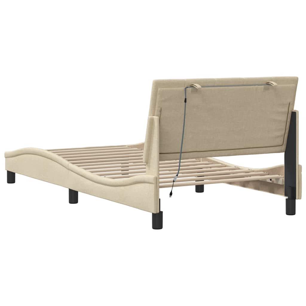 vidaXL Bettgestell ohne Matratze "Hanko" Creme 100x200 cm Stoff