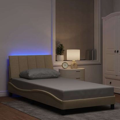 vidaXL Bettgestell ohne Matratze "Hanko" Creme 100x200 cm Stoff