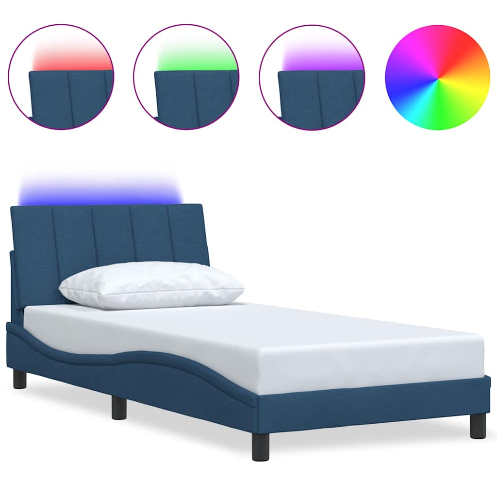 vidaXL Bettgestell ohne Matratze "Hanko" Blau 100x200 cm Stoff