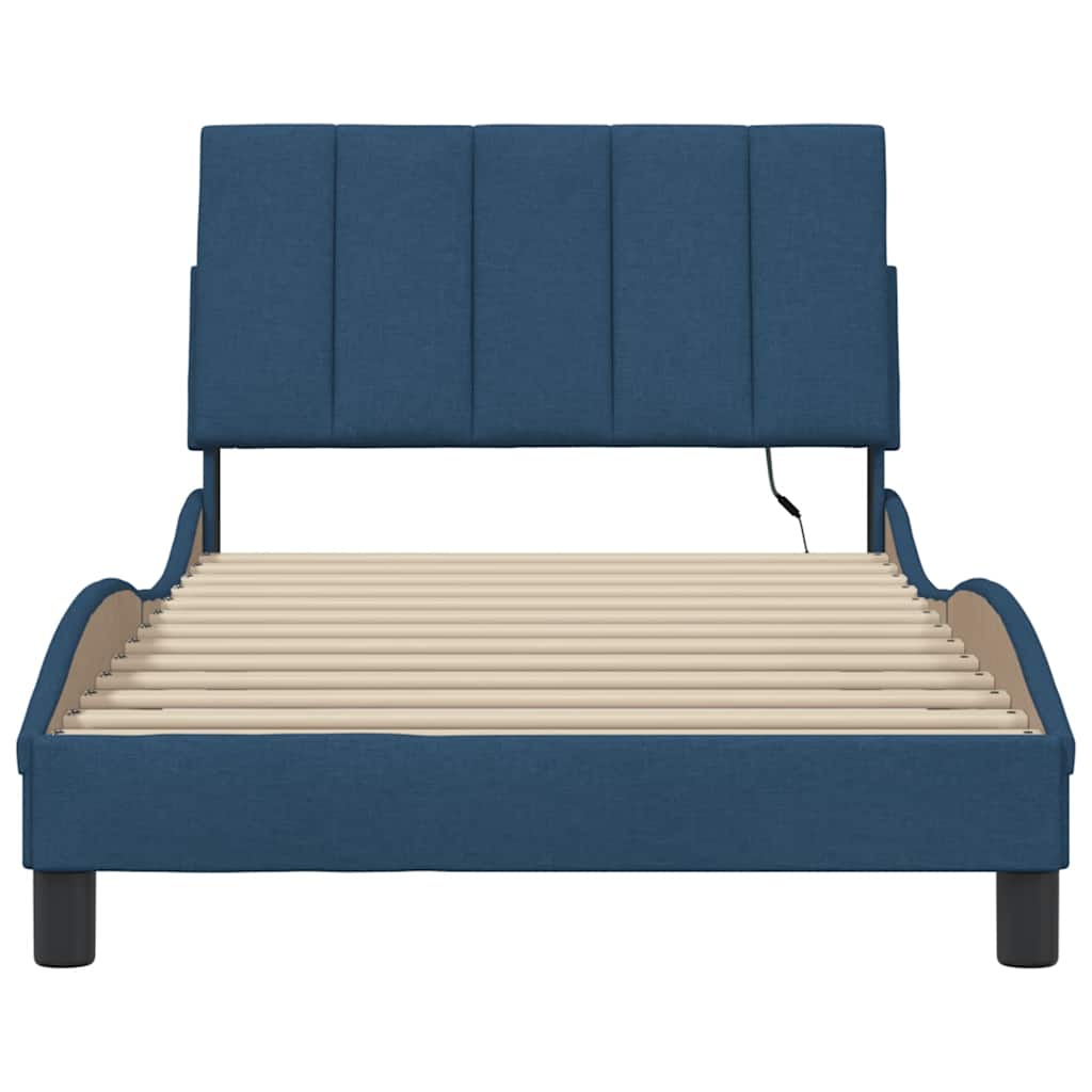 vidaXL Bettgestell ohne Matratze "Hanko" Blau 100x200 cm Stoff