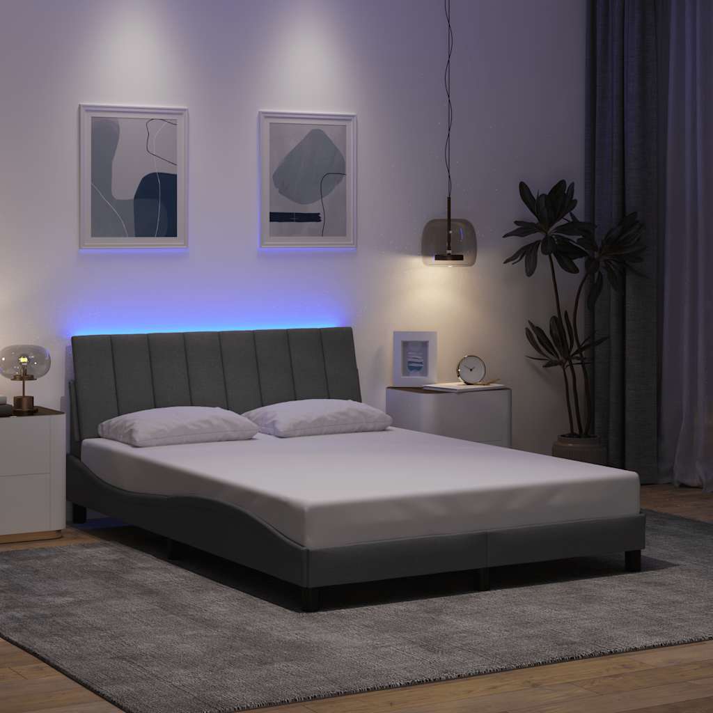vidaXL Bettgestell ohne Matratze "Hanko" Hellgrau 120x200 cm Stoff
