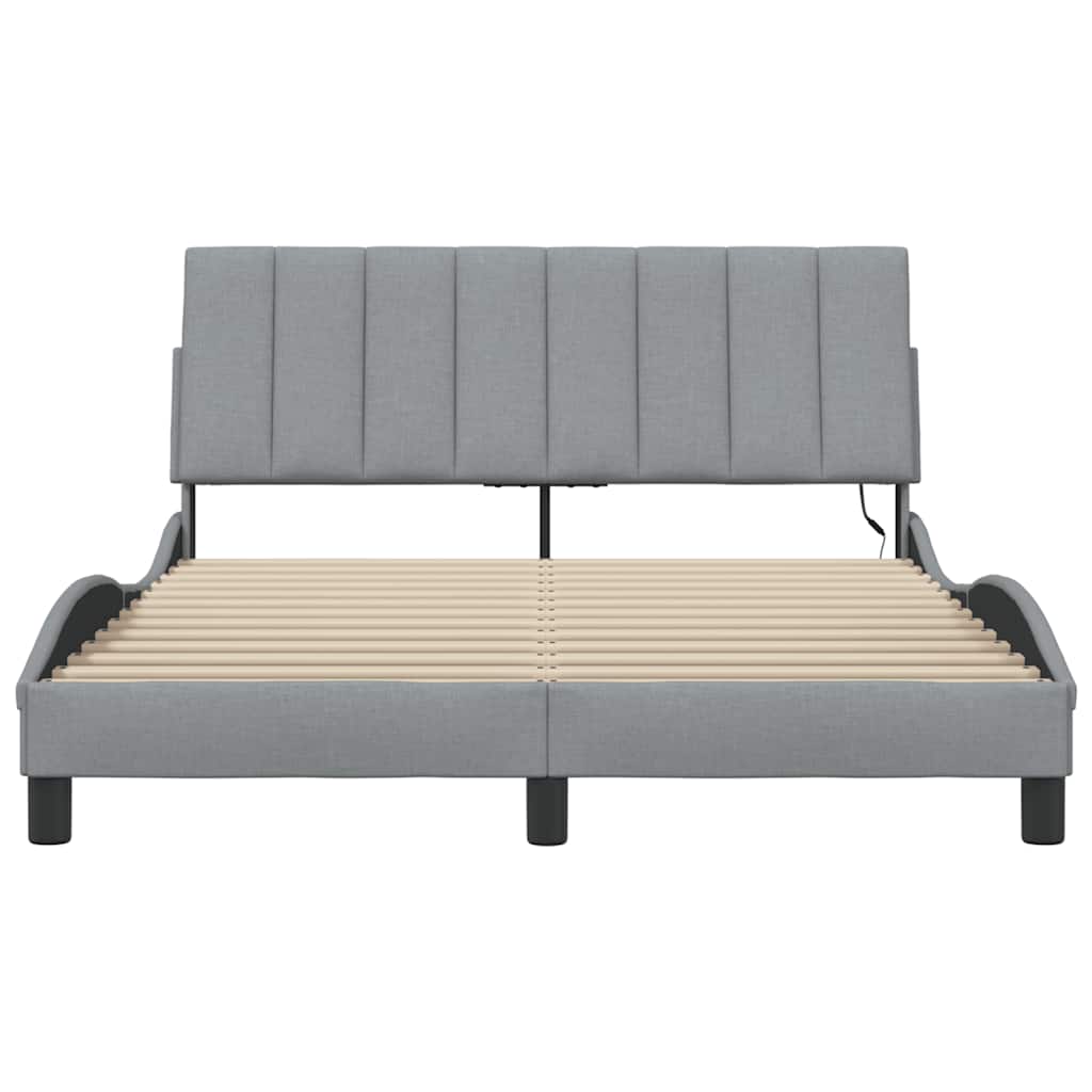 vidaXL Bettgestell ohne Matratze "Hanko" Hellgrau 120x200 cm Stoff