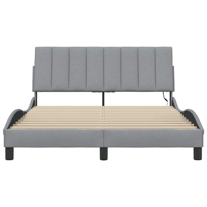 vidaXL Bettgestell ohne Matratze "Hanko" Hellgrau 120x200 cm Stoff