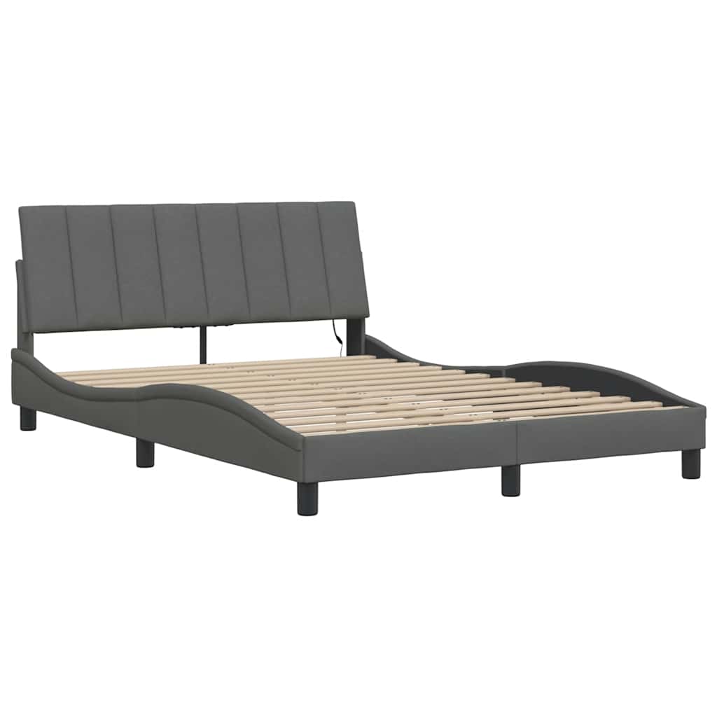 vidaXL Bettgestell ohne Matratze "Hanko" Dunkelgrau 120x200 cm Stoff