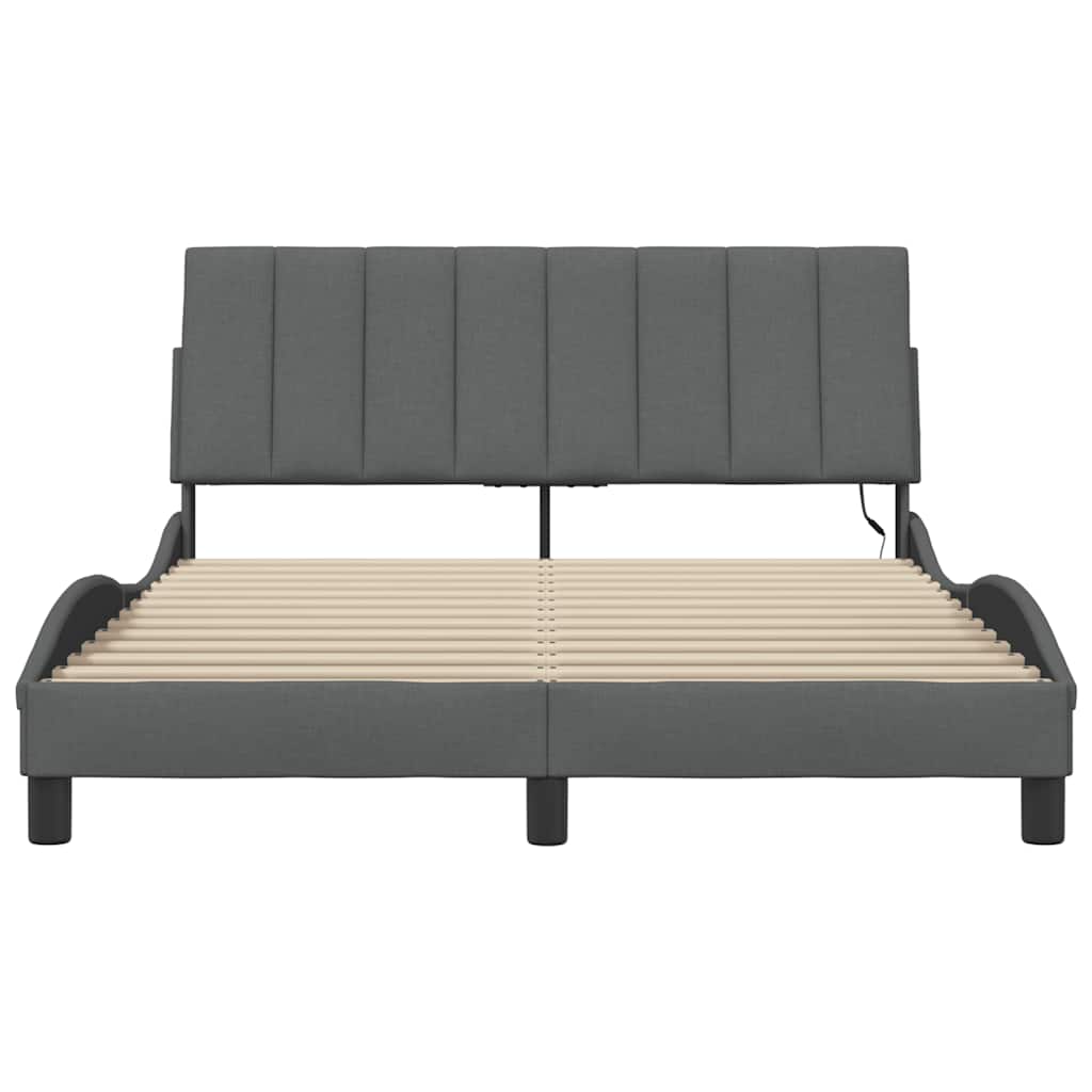 vidaXL Bettgestell ohne Matratze "Hanko" Dunkelgrau 120x200 cm Stoff