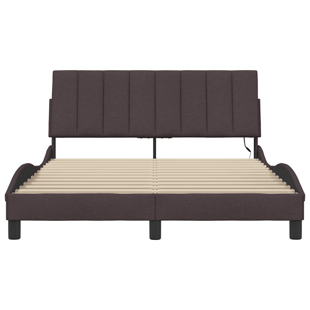 vidaXL Bettgestell ohne Matratze "Hanko" Dunkelbraun 120x200 cm Stoff
