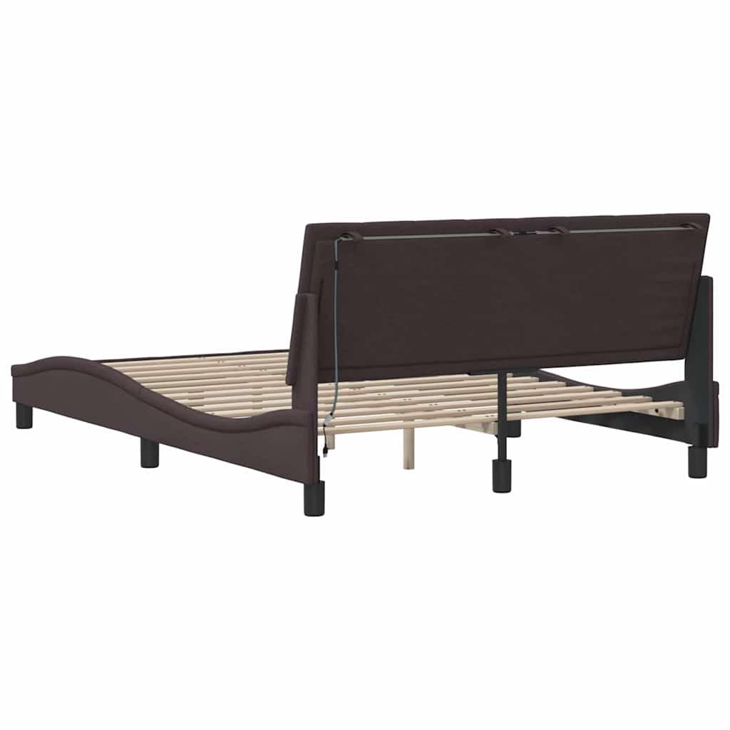 vidaXL Bettgestell ohne Matratze "Hanko" Dunkelbraun 120x200 cm Stoff