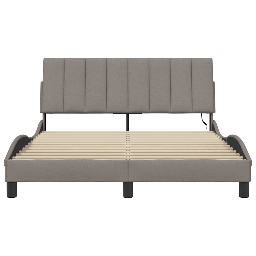 vidaXL Cadre de lit sans matelas "Hanko" Taupe 120x200 cm Tissu