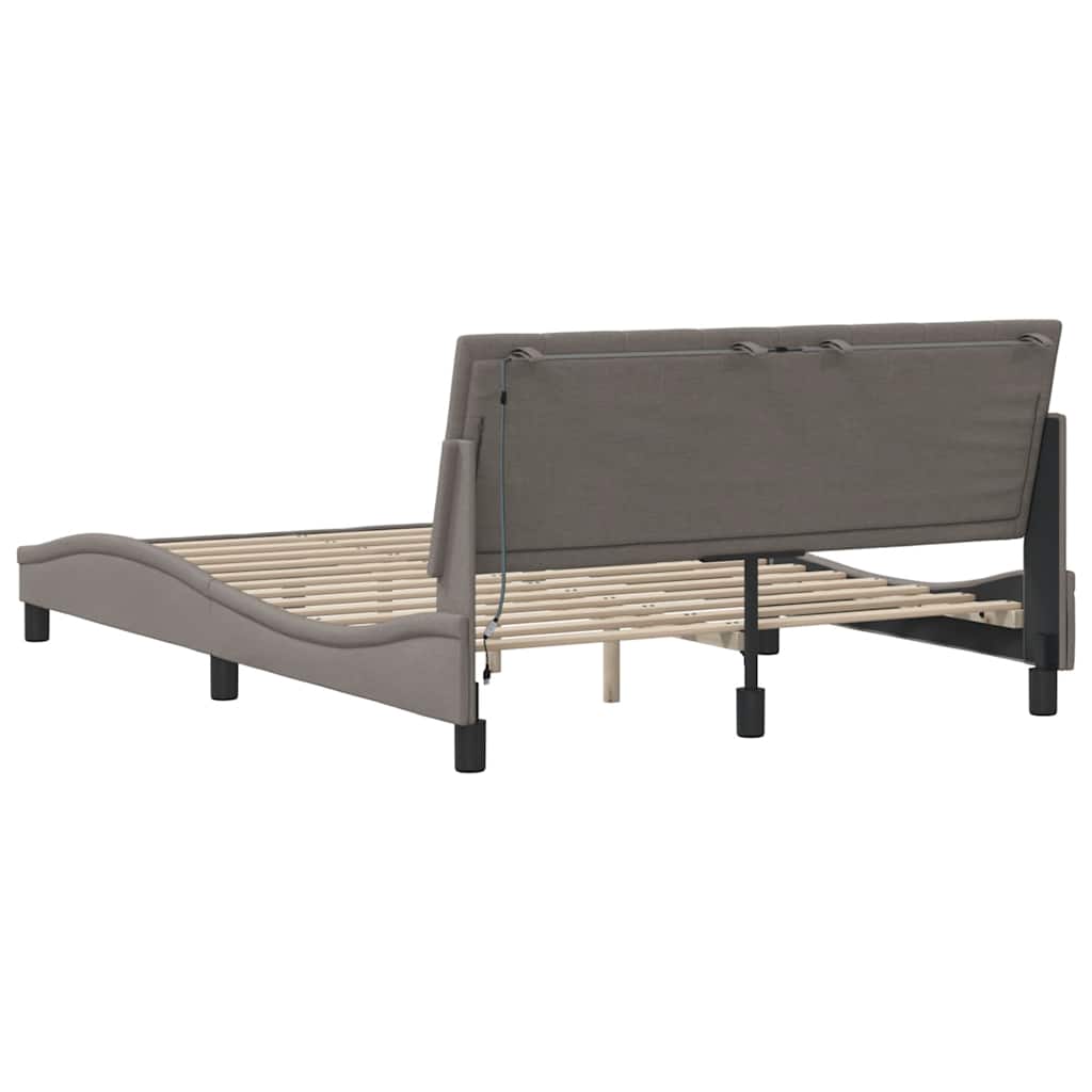 vidaXL Cadre de lit sans matelas "Hanko" Taupe 120x200 cm Tissu