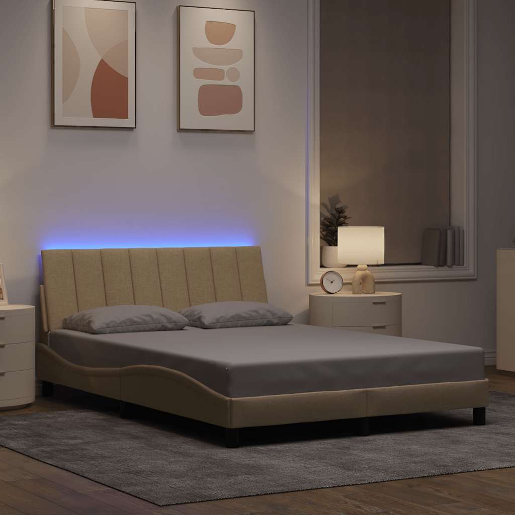 vidaXL Bettgestell ohne Matratze "Hanko" Creme 120x200 cm Stoff