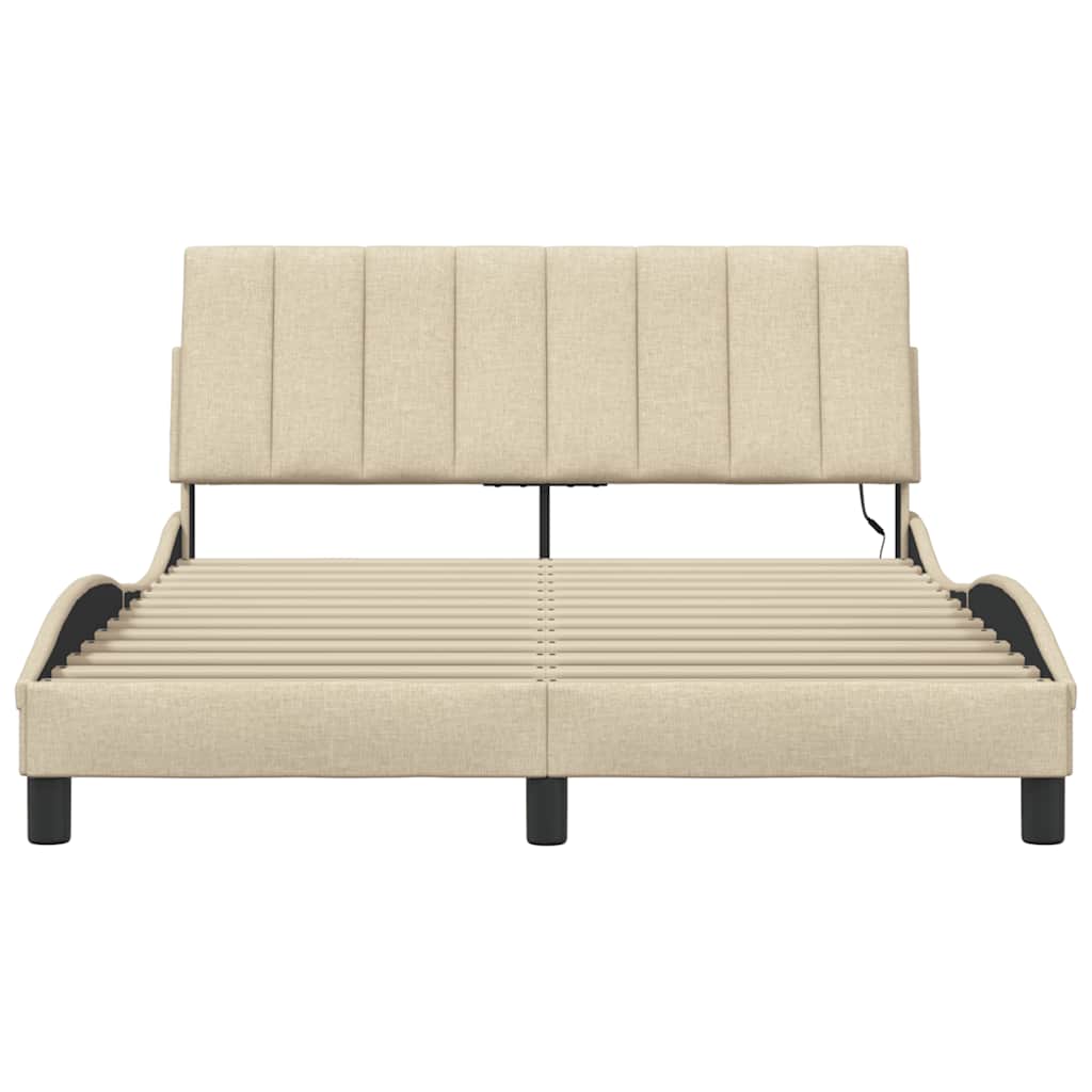 vidaXL Bettgestell ohne Matratze "Hanko" Creme 120x200 cm Stoff