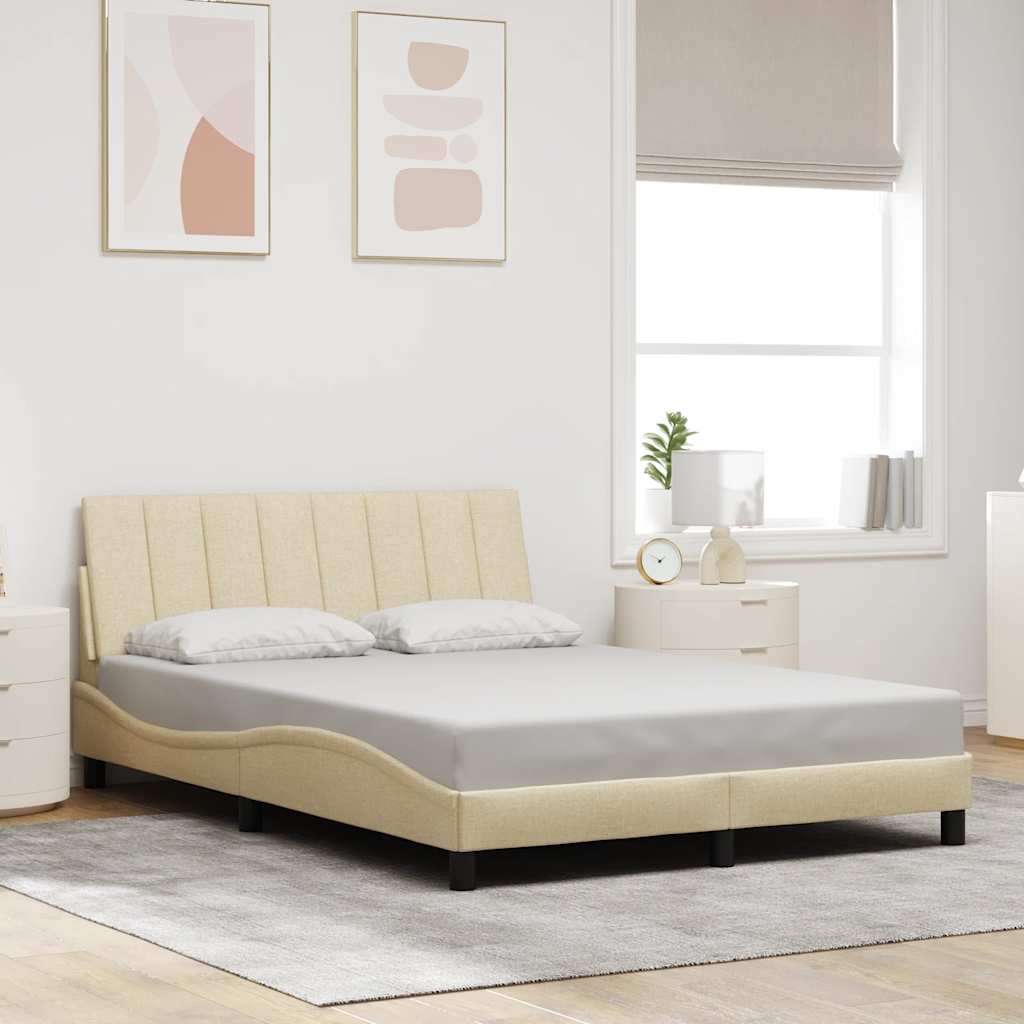 vidaXL Bettgestell ohne Matratze "Hanko" Creme 120x200 cm Stoff
