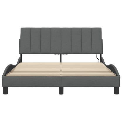 Bettgestell ohne Matratze "Hanko" Dunkelgrau 140x190 cm Stoff