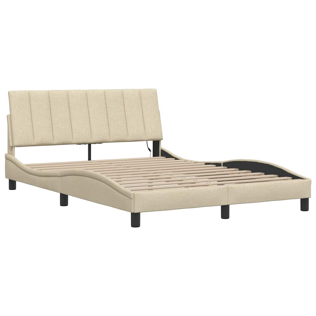 vidaXL Bettgestell ohne Matratze "Hanko" Creme 140x190 cm Stoff